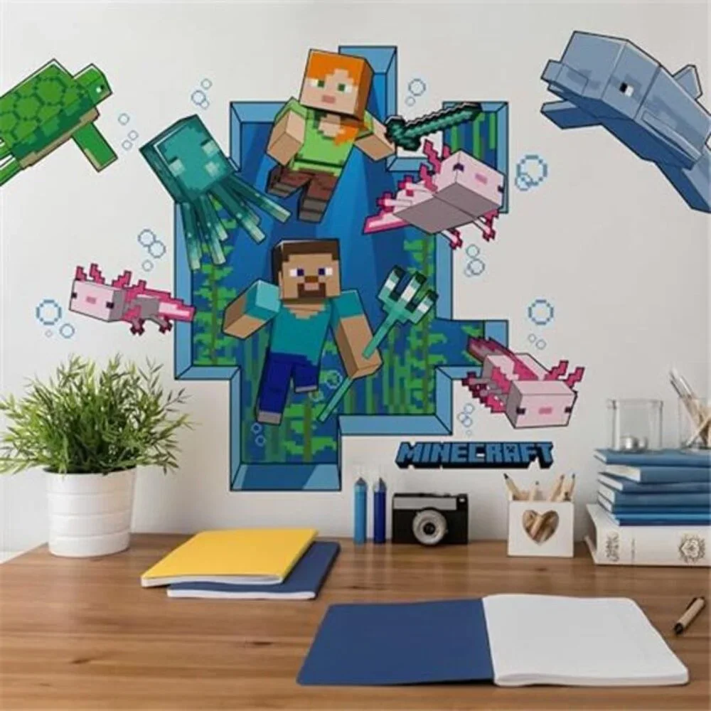 Minecraft Giant Wall Decal Peel and Stick Removable Kids Bedroom Decor Stickers